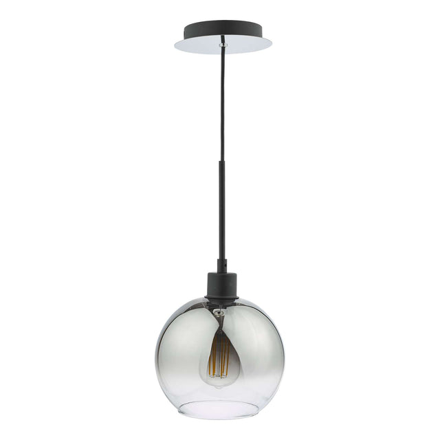 Lycia 1 Light Single Pendant Matt Black Ombre Smoked Glass