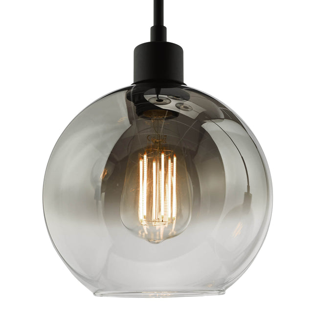 Lycia 3 Light Cluster Pendant Matt Black Smoked Ombre Glass