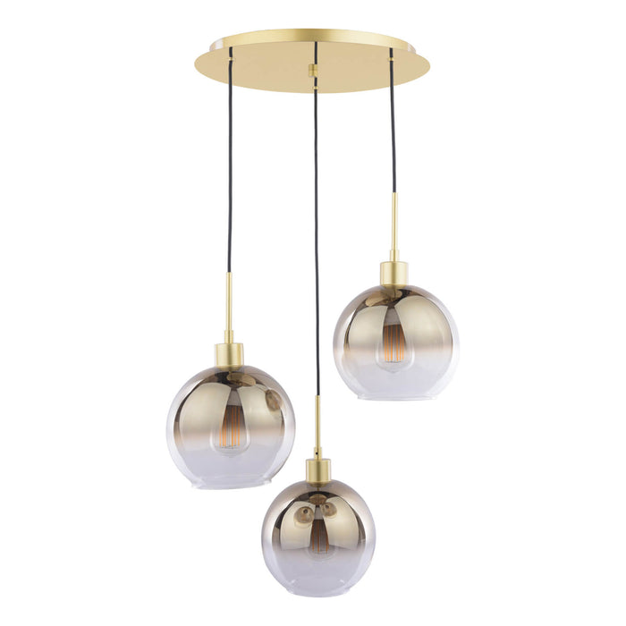 Lycia 3 Light Cluster Pendant Polished Gold and Gold Ombre Glass