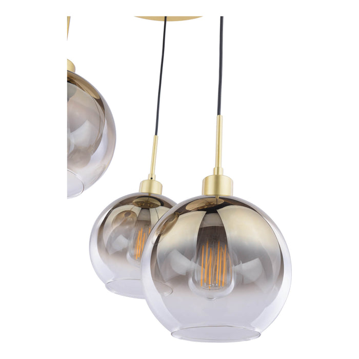 Lycia 3 Light Cluster Pendant Polished Gold and Gold Ombre Glass