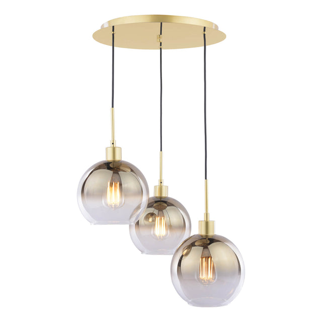 Lycia 3 Light Cluster Pendant Satin Gold and Gold Ombre Glass