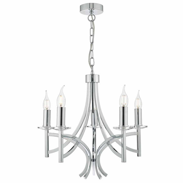 Lyon 5lt Pendant Polished Chrome & Crystal