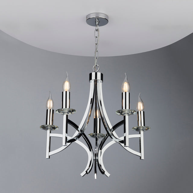 Lyon 5lt Pendant Polished Chrome & Crystal