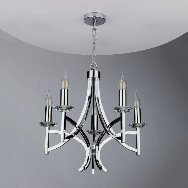 Lyon 5lt Pendant Polished Chrome & Crystal