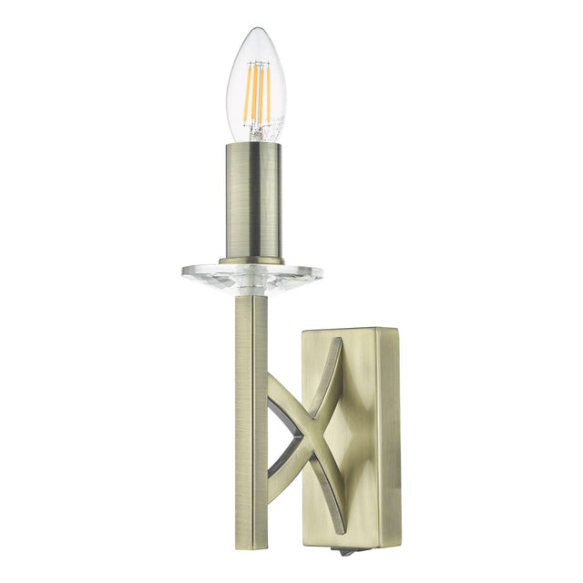 Lyon 1 Light Wall Light Antique Brass Crystal