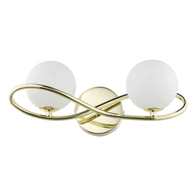 Lysandra 2 Light Wall Light Polished Gold and Opal Glass