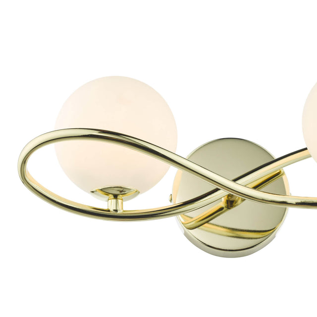 Lysandra 2 Light Wall Light Polished Gold and Opal Glass