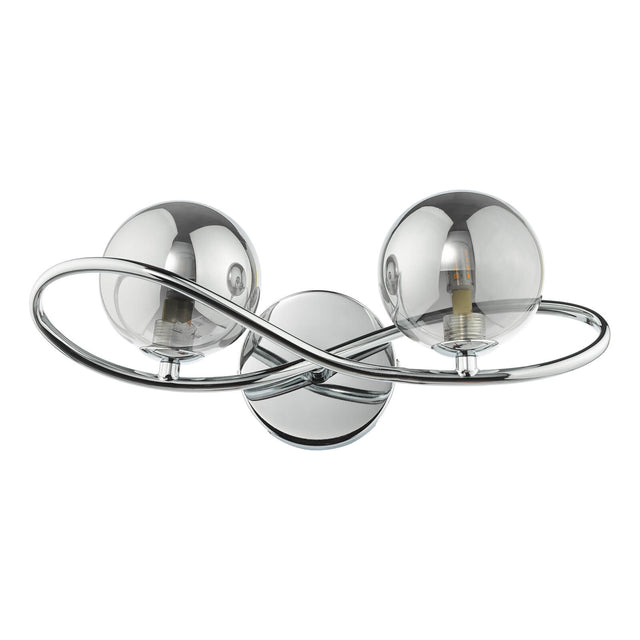 Lysandra 2 Light Wall Light Polished Chrome and Smoked Glass