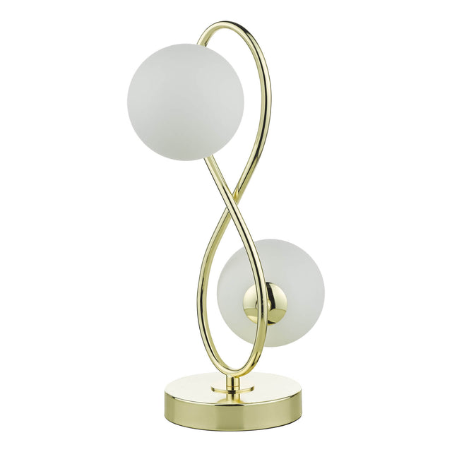 Lysandra 2 Light Table Lamp Polished Gold and Opal Glass