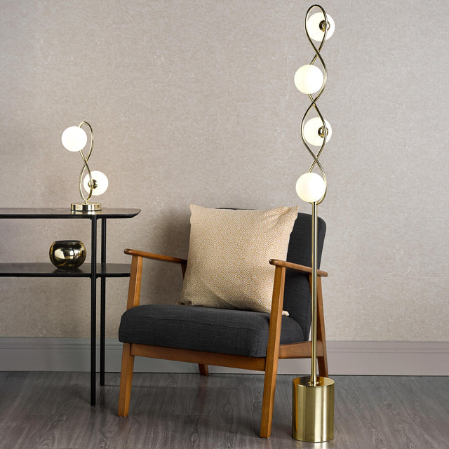 Lysandra 2 Light Table Lamp Polished Gold and Opal Glass