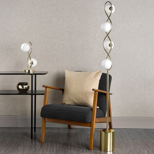 Lysandra 2 Light Table Lamp Polished Gold and Opal Glass