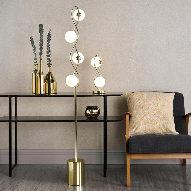 Lysandra 2 Light Table Lamp Polished Gold and Opal Glass