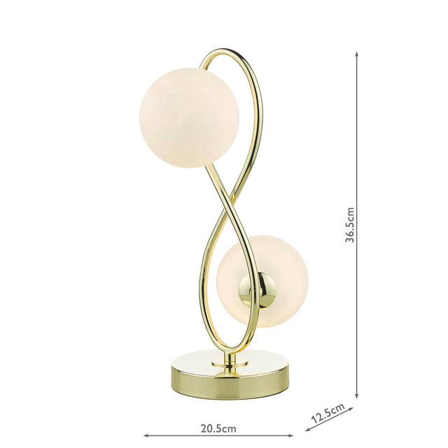 Lysandra 2 Light Table Lamp Polished Gold and Opal Glass