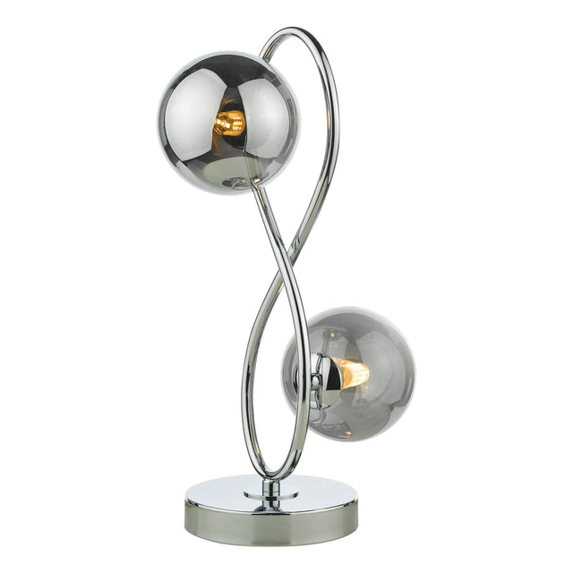 Lysandra 2 Light Table Lamp Polished Chrome and Smoked Glass