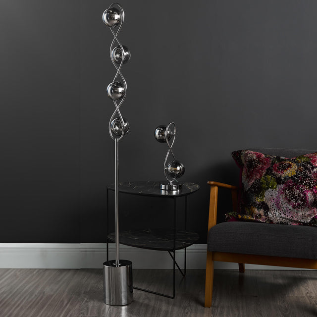 Lysandra 2 Light Table Lamp Polished Chrome and Smoked Glass