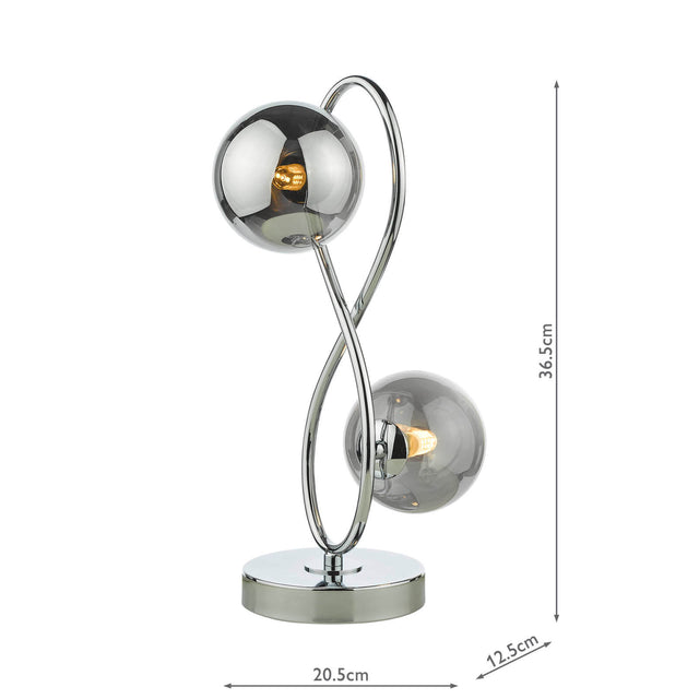 Lysandra 2 Light Table Lamp Polished Chrome and Smoked Glass