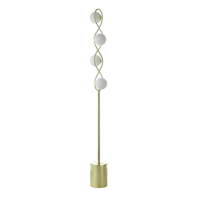 Lysandra 4 Light Floor Lamp Polished Gold and Opal Glass