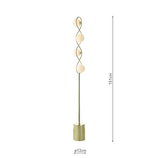 Lysandra 4 Light Floor Lamp Polished Gold and Opal Glass