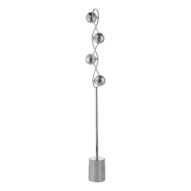 Lysandra 4 Light Floor Lamp Polished Chrome and Smoked Glass