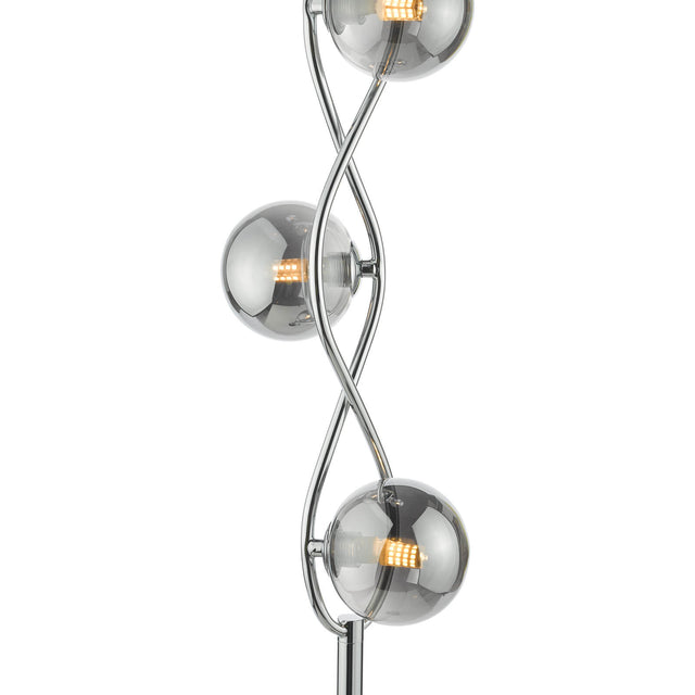 Lysandra 4 Light Floor Lamp Polished Chrome and Smoked Glass