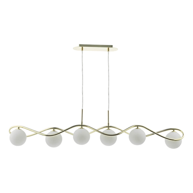 Lysandra 6 Light Bar Pendant Polished Gold and Opal Glass