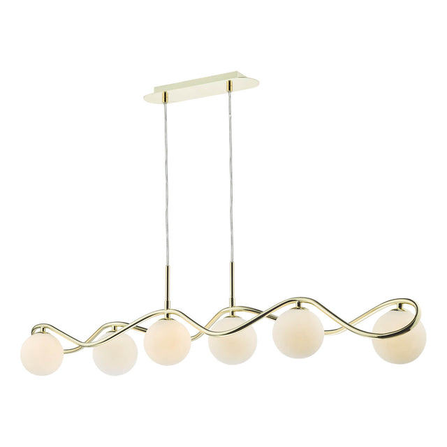 Lysandra 6 Light Bar Pendant Polished Gold and Opal Glass