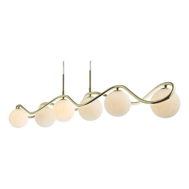 Lysandra 6 Light Bar Pendant Polished Gold and Opal Glass