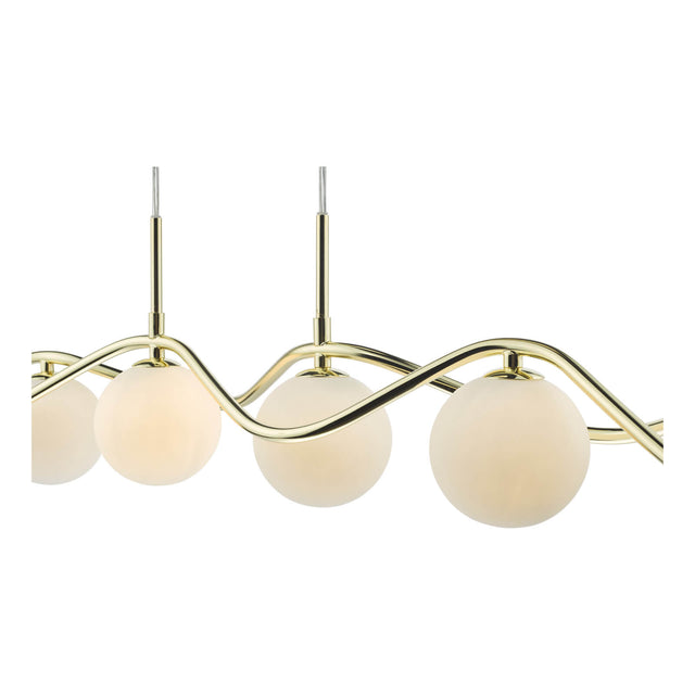 Lysandra 6 Light Bar Pendant Polished Gold and Opal Glass