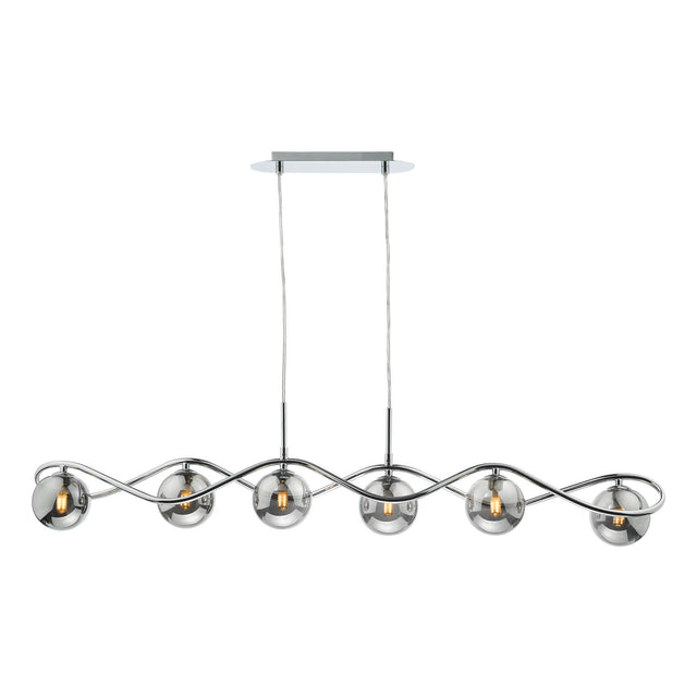 Lysandra 6 Light Bar Pendant Polished Chrome and Smoked Glass