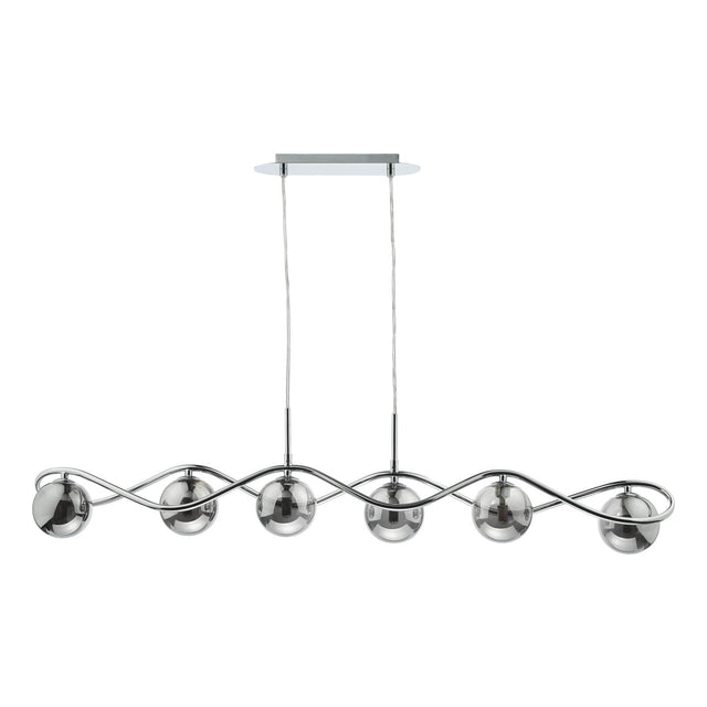 Lysandra 6 Light Bar Pendant Polished Chrome and Smoked Glass