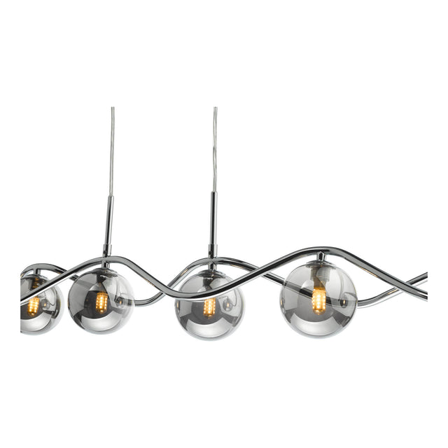 Lysandra 6 Light Bar Pendant Polished Chrome and Smoked Glass