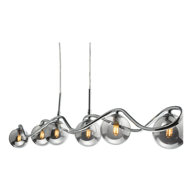 Lysandra 6 Light Bar Pendant Polished Chrome and Smoked Glass