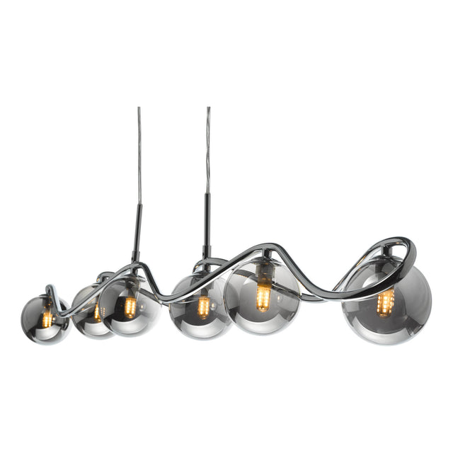 Lysandra 6 Light Bar Pendant Polished Chrome and Smoked Glass