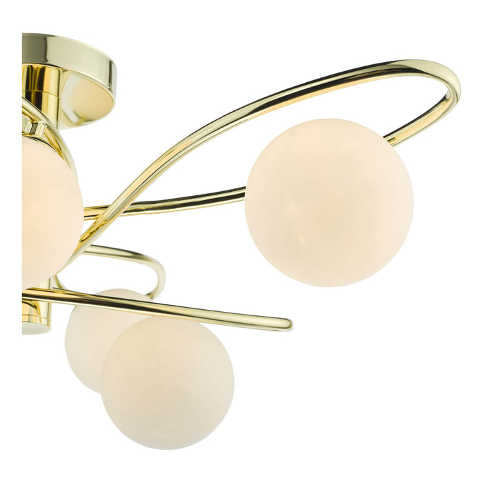 Lysandra 6 Light Semi-Flush Polished Gold and Opal Glass