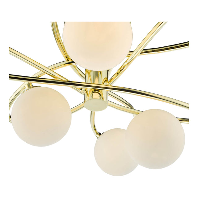 Lysandra 6 Light Semi-Flush Polished Gold and Opal Glass