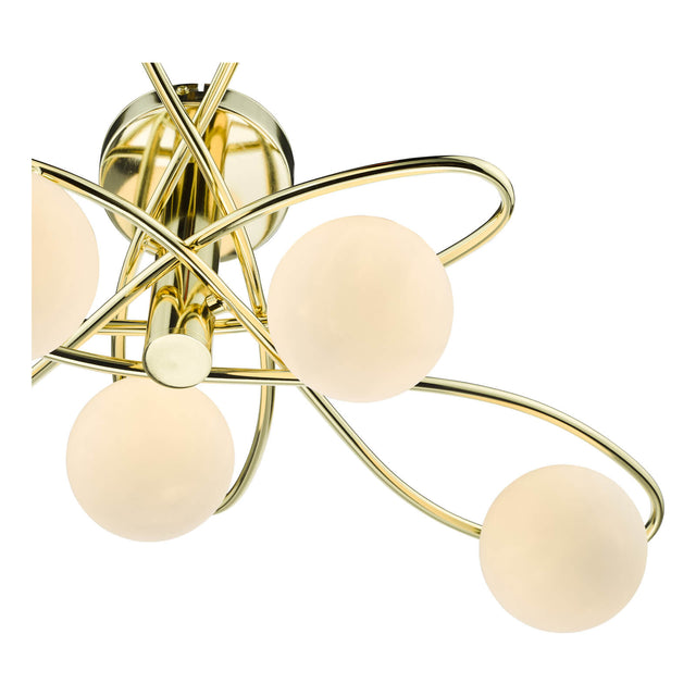 Lysandra 6 Light Semi-Flush Polished Gold and Opal Glass