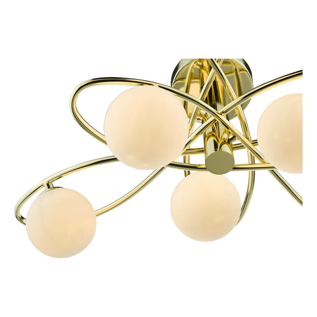 Lysandra 6 Light Semi-Flush Polished Gold and Opal Glass