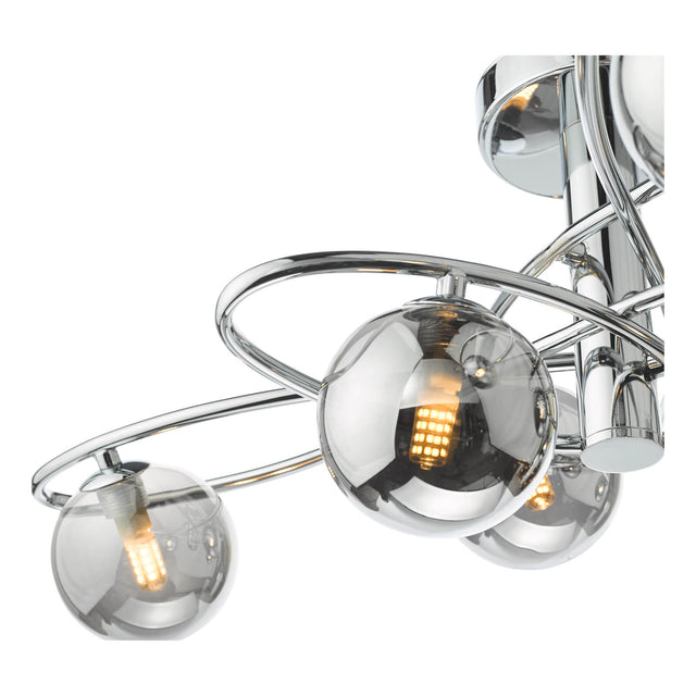 Lysandra 6 Light Semi-Flush Polished Chrome and Smoked Glass