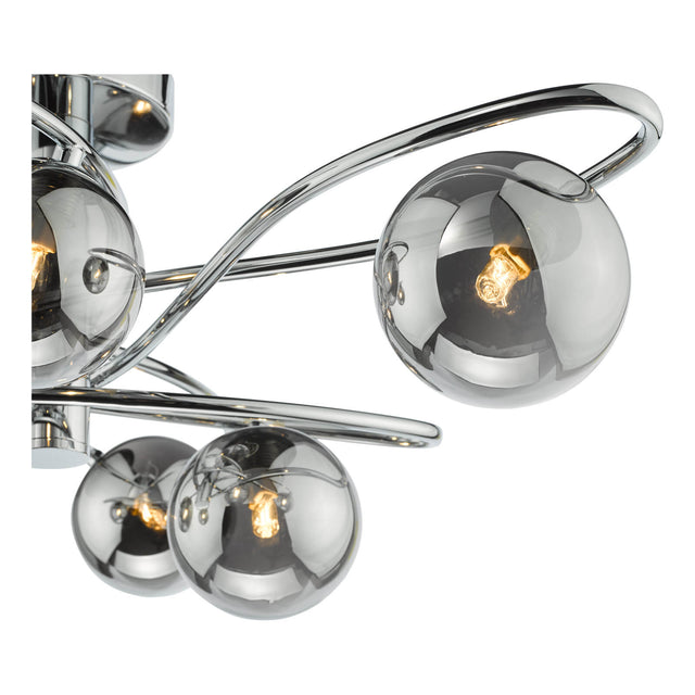 Lysandra 6 Light Semi-Flush Polished Chrome and Smoked Glass