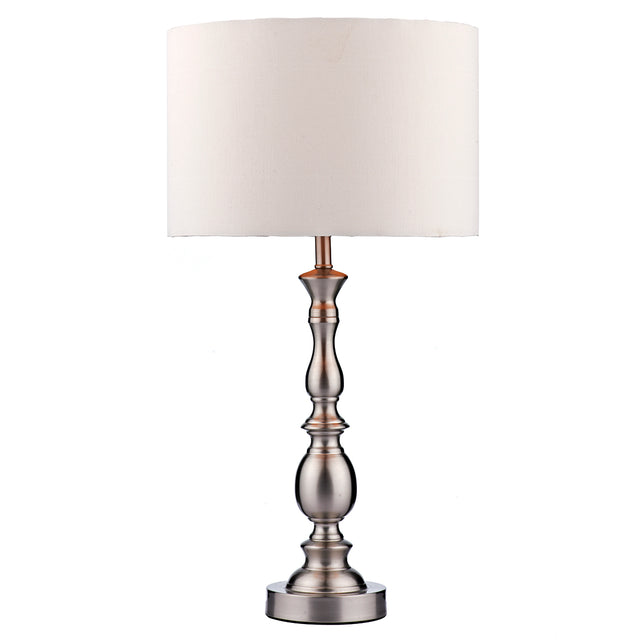 Madrid Table Lamp Satin Chrome With Shade