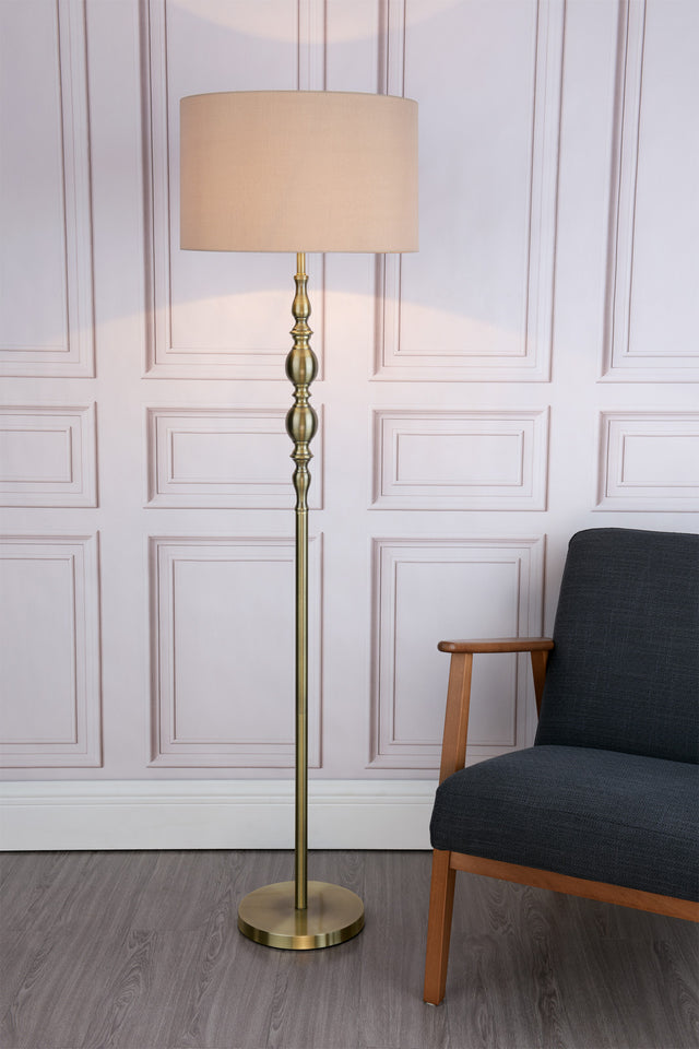 Madrid Floor Lamp Antique Brass With Shade