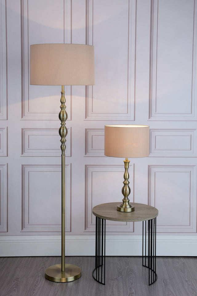 Madrid Floor Lamp Antique Brass With Shade