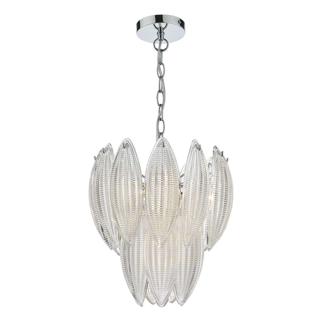 Maeve 6 Light Pendant Polished Chrome Textured Glass