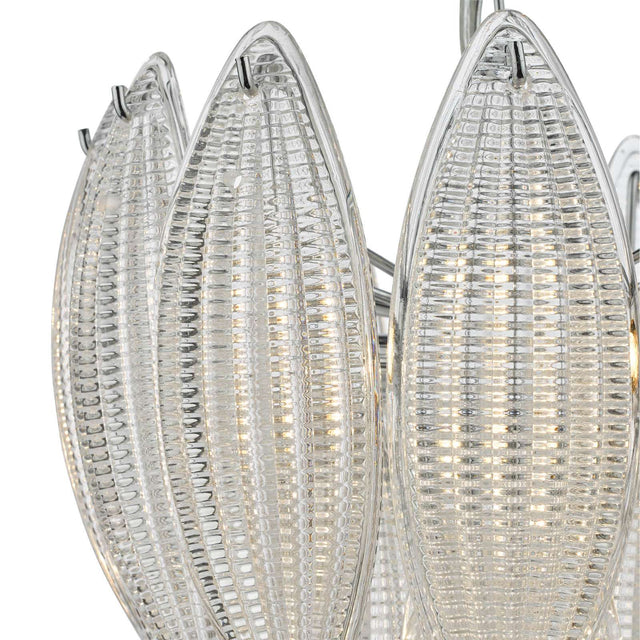 Maeve 6 Light Pendant Polished Chrome Textured Glass