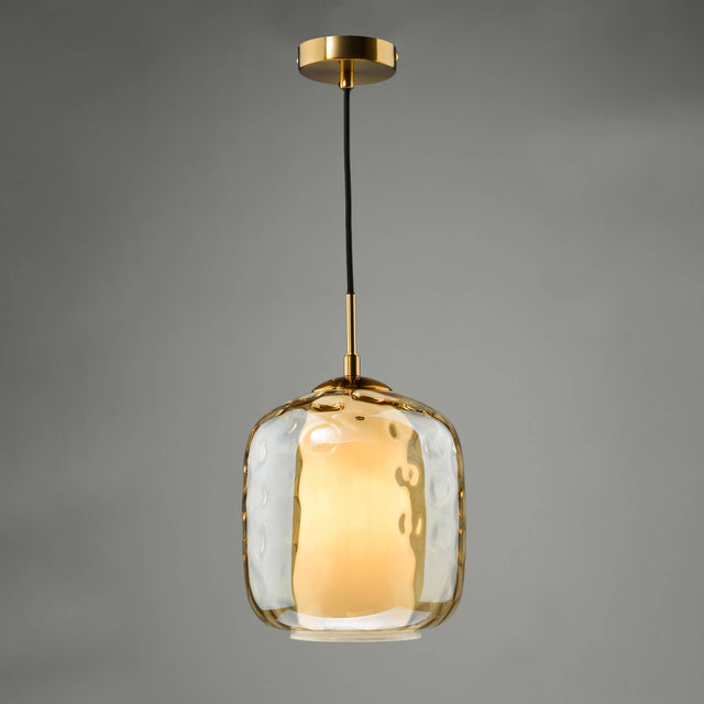 Majella Pendant Aged Brass and Champagne Glass