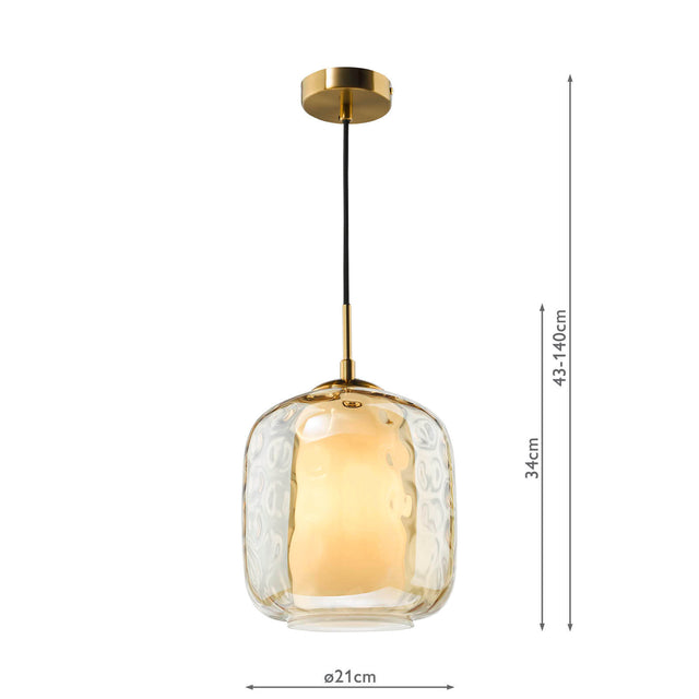 Majella Pendant Aged Brass and Champagne Glass