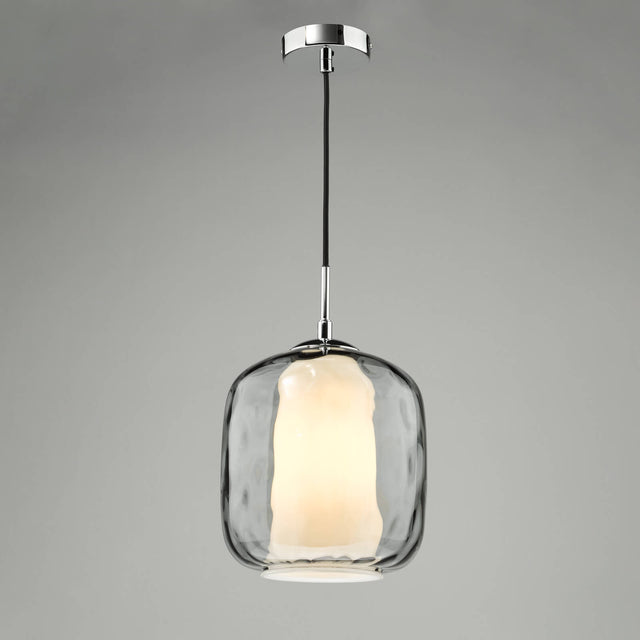 Majella Pendant Polished Chrome and Smoked Glass