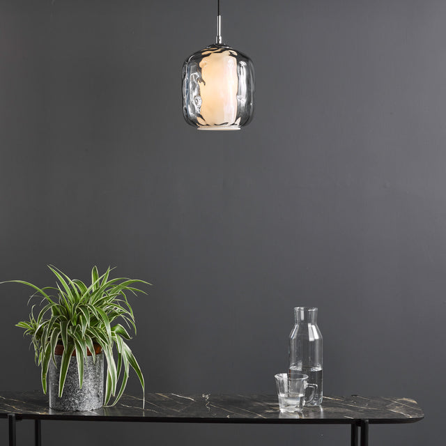 Majella Pendant Polished Chrome and Smoked Glass