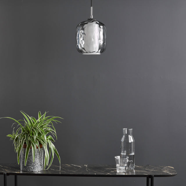 Majella Pendant Polished Chrome and Smoked Glass