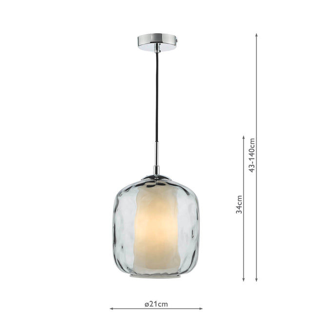 Majella Pendant Polished Chrome and Smoked Glass